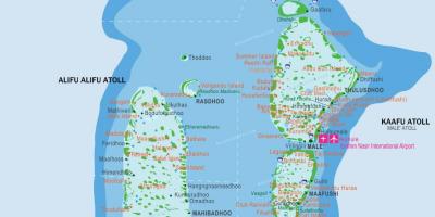 Maldives eyju kort með staðsetningu