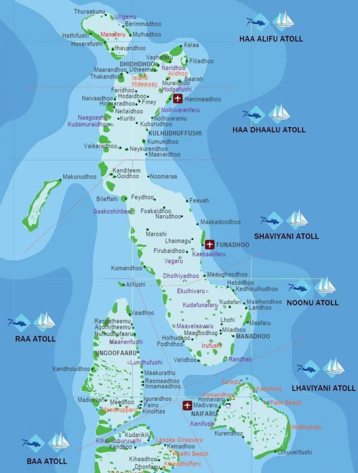 fullt kort af maldíveyjar