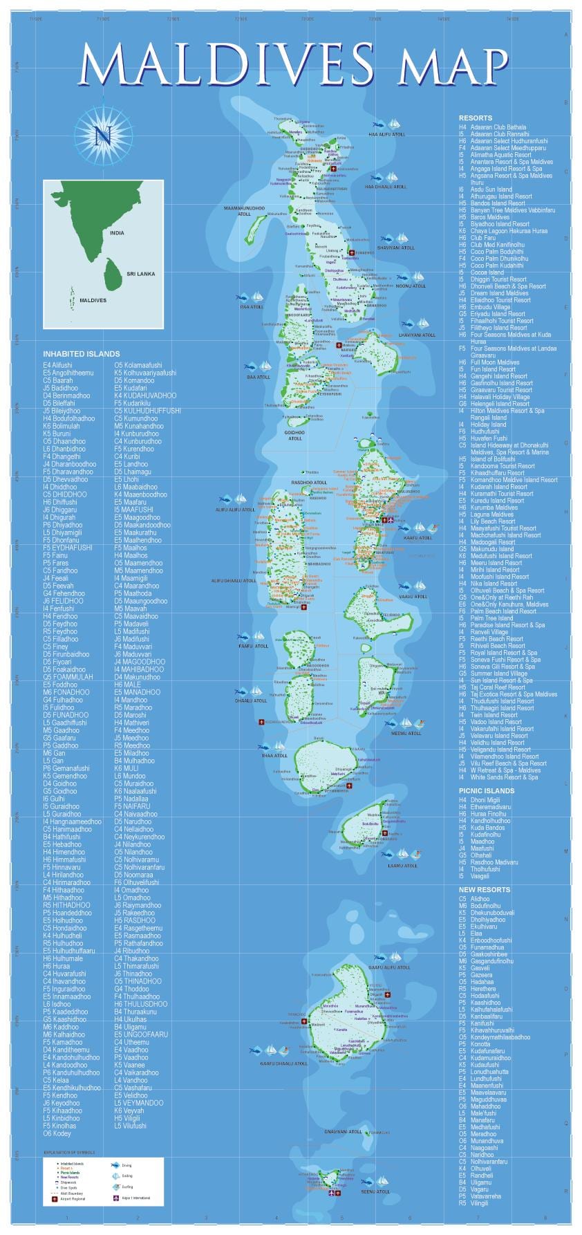 maldives landfræðilega kort