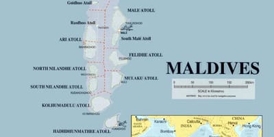 Kort af maldíveyjar líkamlega 